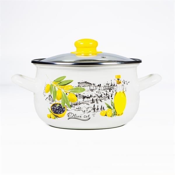 TOO BELLY OLIVE 2,1 literes, 16cm átmérő, 11cm magasságú lábas (fazék) üveg fedővel