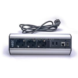TOO DPS-114-3S IP20, 3x 2P+F, 2x USB-A, RJ45, HDMI, ezüst asztalra rögzíthető elosztó DPS-114-3S small