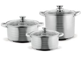 TOO LP-7170 prémium rozsdamentes 6 darabos edénykészlet, 7,2 liter+10 liter+13,3 liter fazék/lábas+fedők LP-7170 small
