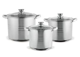 TOO LP-7173 prémium rozsdamentes 6 darabos edénykészlet, 9 liter+11,1 liter+17,5 liter fazék/lábas+fedők LP-7173 small