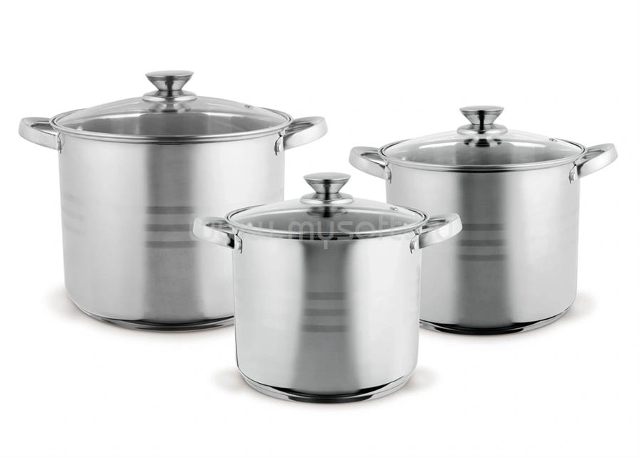 TOO LP-7173 prémium rozsdamentes 6 darabos edénykészlet, 9 liter+11,1 liter+17,5 liter fazék/lábas+fedők