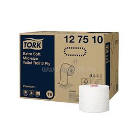 TORK Toalettpapír 3 rétegű duplatekercses átmérő: 13,2 cm 70 m/tek 27 tekercs/karton Premium Mid-size T6 Tork_127510 fehér TORK_51529 small