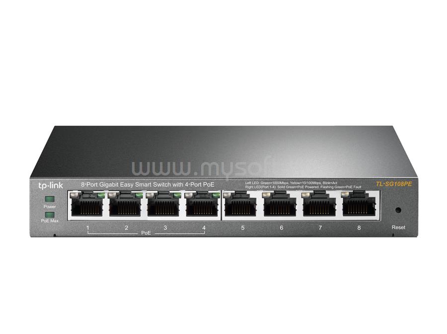 TP-LINK 8 portos Gigabites Easy Smart Switch 4 PoE csatlakozóval