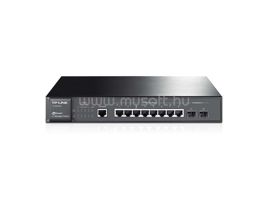 TP-LINK JetStream 8 portos Gigabites L2 vezérelhető Switch 2 db SFP csatlakozóval