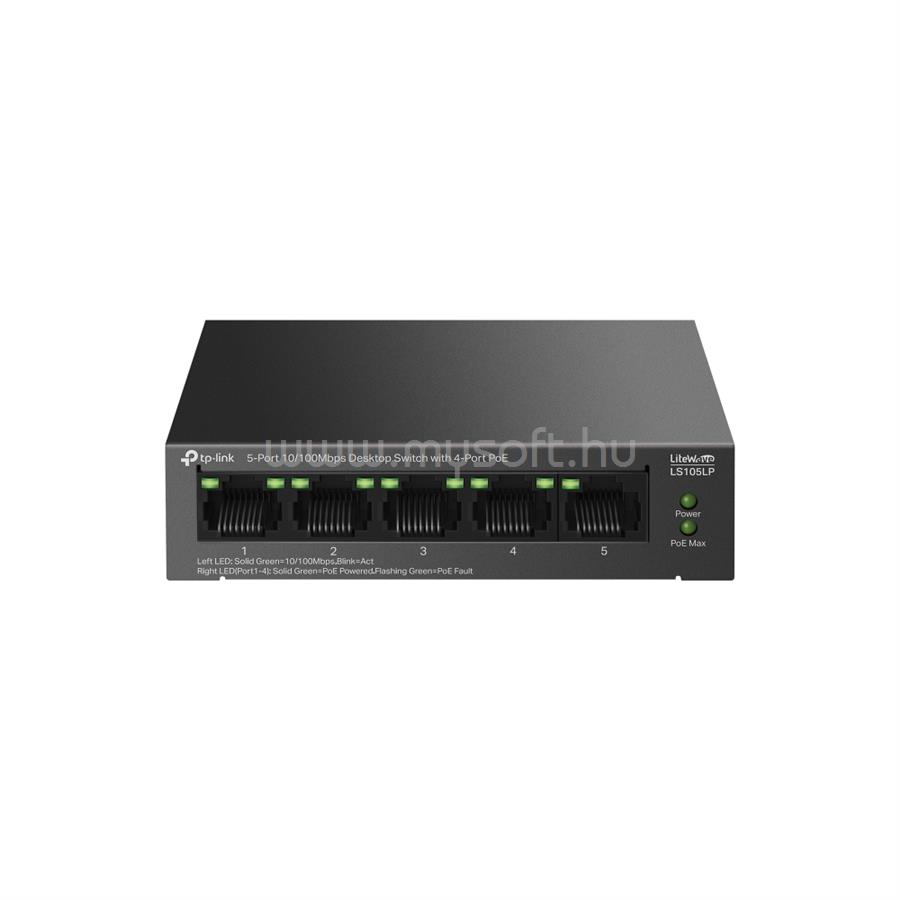 TP-LINK LS105LP Switch 5x100Mbps 4xPOE fémházas asztali