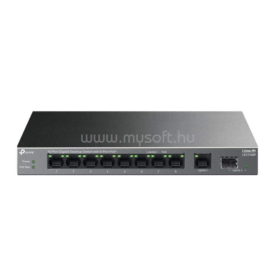 TP-LINK LS1210GP Switch 10x1000Mbps (8xPOE+) fémházas asztali