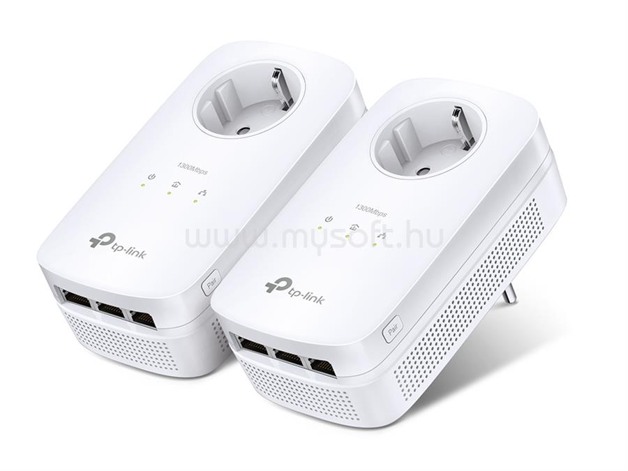 TP-LINK TL-PA8030P Powerline adapter Kit (1300Mbps, 230V aljzat, 3x RJ45, 2x2 MIMO; 128-bit AES, OFDM, Max 300m, AV2)