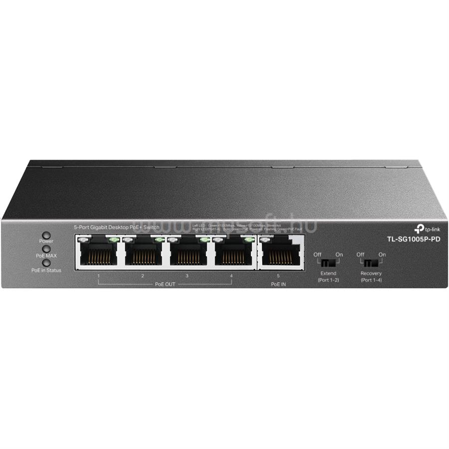 TP-LINK TL-SG1005P-PD 5-Port Gigabit Desktop PoE+ Switch with 1-Port PoE++ In and 4-Port PoE+Out