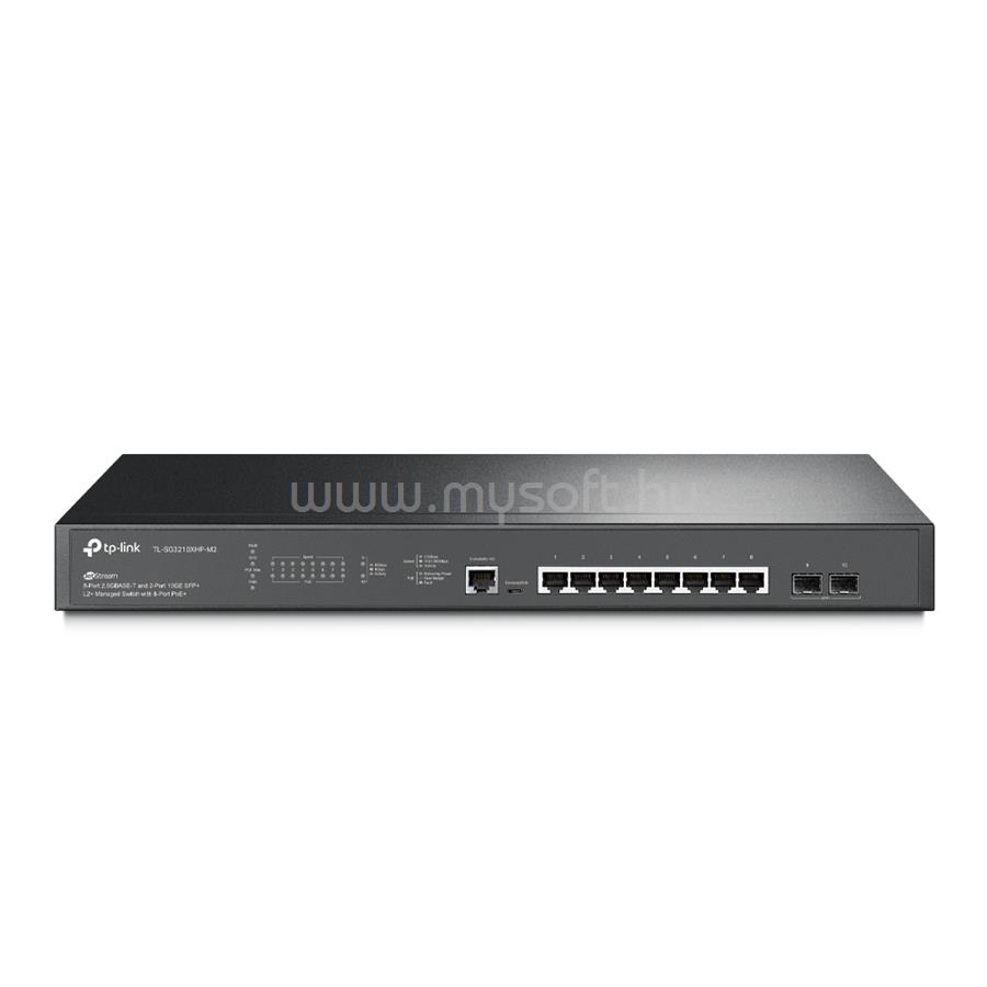 TP-LINK TL-SG3210XHP-M2 Switch 8x2500Mbps (8xPOE+) + 2x10G SFP+ + 1 konzol port + 1 USB, Menedzselhető