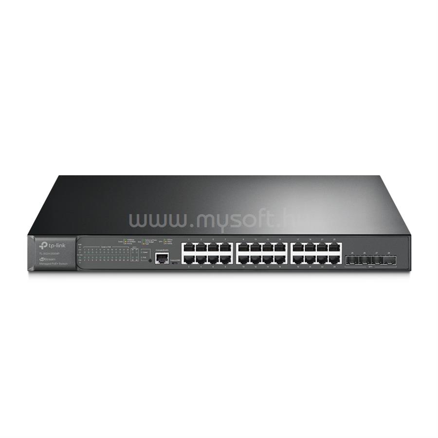 TP-LINK TL-SG3428XMP Switch 24x1000Mbps (24xPOE+) + 4x10G SFP+ + 2 konzol port, Menedzselhető