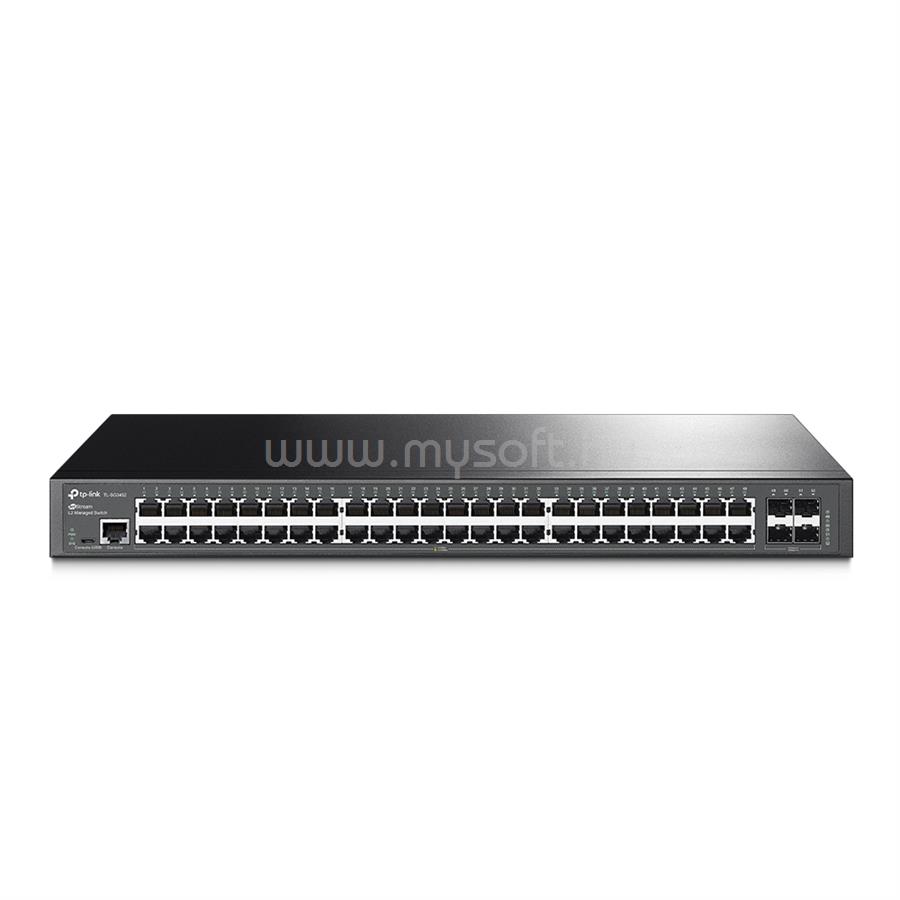 TP-LINK TL-SG3452 Switch 48x1000Mbps + 4xGigabit SFP + 2 konzol port, Menedzselhető