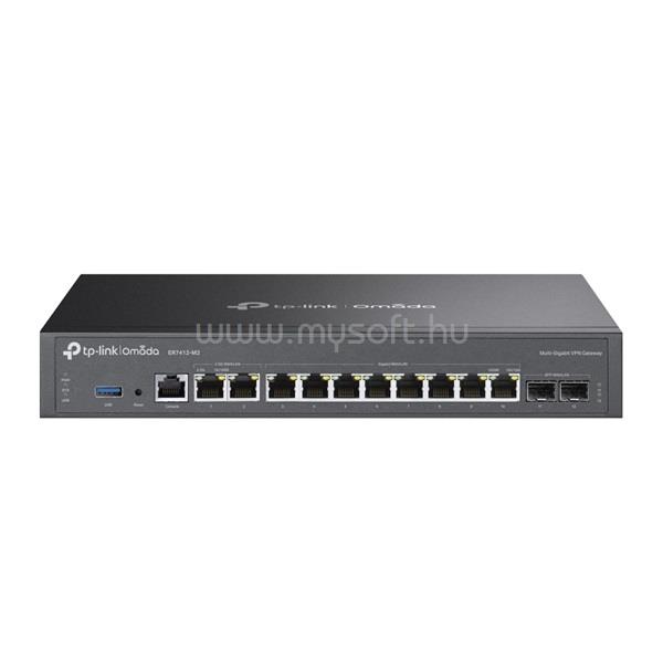 TP-LINK Vezetékes VPN Router 2xWAN/LAN(2500Mbps)+ 8xWAN/LAN(1000Mbps) + 2xSFP + 1xUSB + 1xkonzol port, ER7412-M2