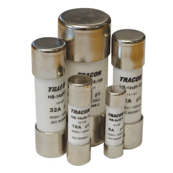 TRACON HBM-10X38-16 aM 10 db/csomag 16A 500V,100kA,10x38 hengeres biztosító