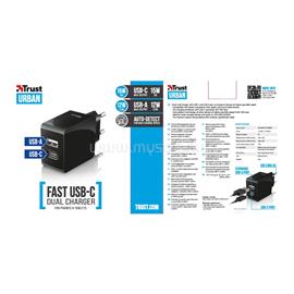 TRUST 21589 Fast Dual USB-C & USB Wall Charger for phone TRUST_21589 small