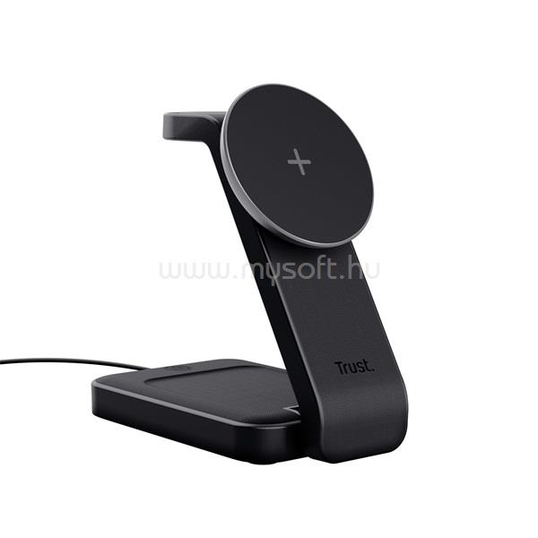 TRUST 25464 Viro 3in1 vezeték nélküli mágneses töltőállvány (fekete)