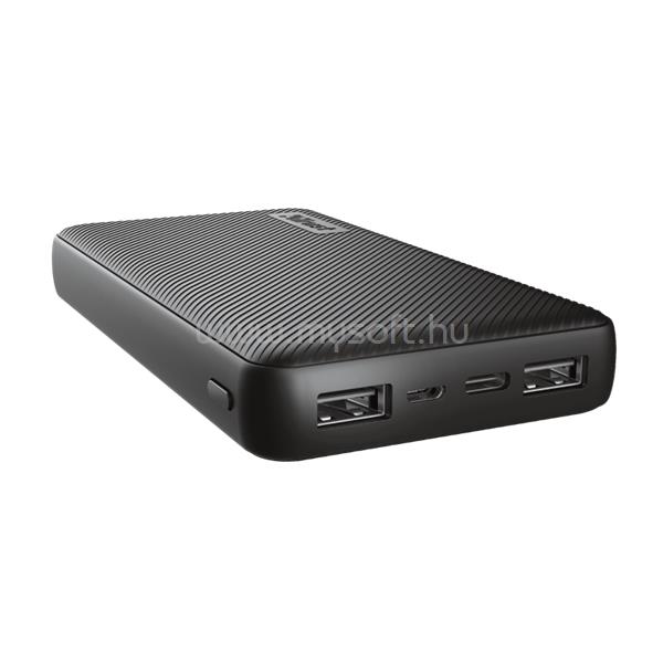 TRUST Akkubank - Primo Compact Powerbank (15000mAh; 15W USB-C + 12W 2xUSB; fekete)