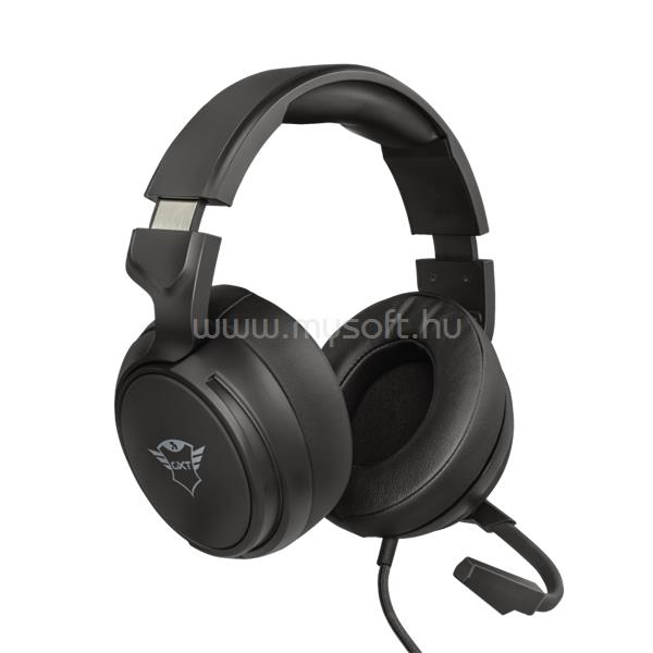 TRUST Fejhallgató - GXT 433 Pylo  (Nagy-párnás; mikrofon; hangerőszabályzó; TRRS 3.5mm + 2x3,5mm jack kábel; fekete)