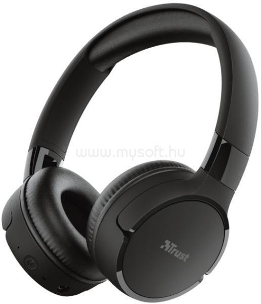 TRUST Fejhallgató Vezeték nélküli - Zena Bluetooth (fekete; BT5.0; vezérlőgombok; akku; mikrofon)