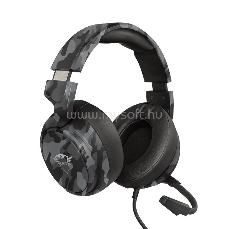 TRUST GXT 433K Pylo headset (Nagy-párnás; hangerőszabályzó; TRRS 3.5mm + 2x3,5mm jack kábel; fekete)