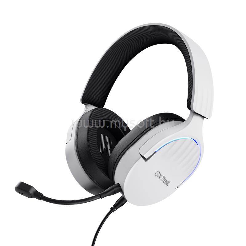 TRUST GXT 490 Fayzo 7.1 vezetékes gamer headset (multiplatform; nagy-párnás; hangerőszabályzó; USB; fehér)
