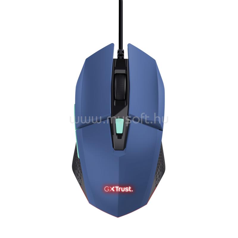 TRUST GXT109 Felox gamer vezetékes egér (optikai érzékelő; max6400DPI; 6 gomb; LED; akkumulátor; kék)