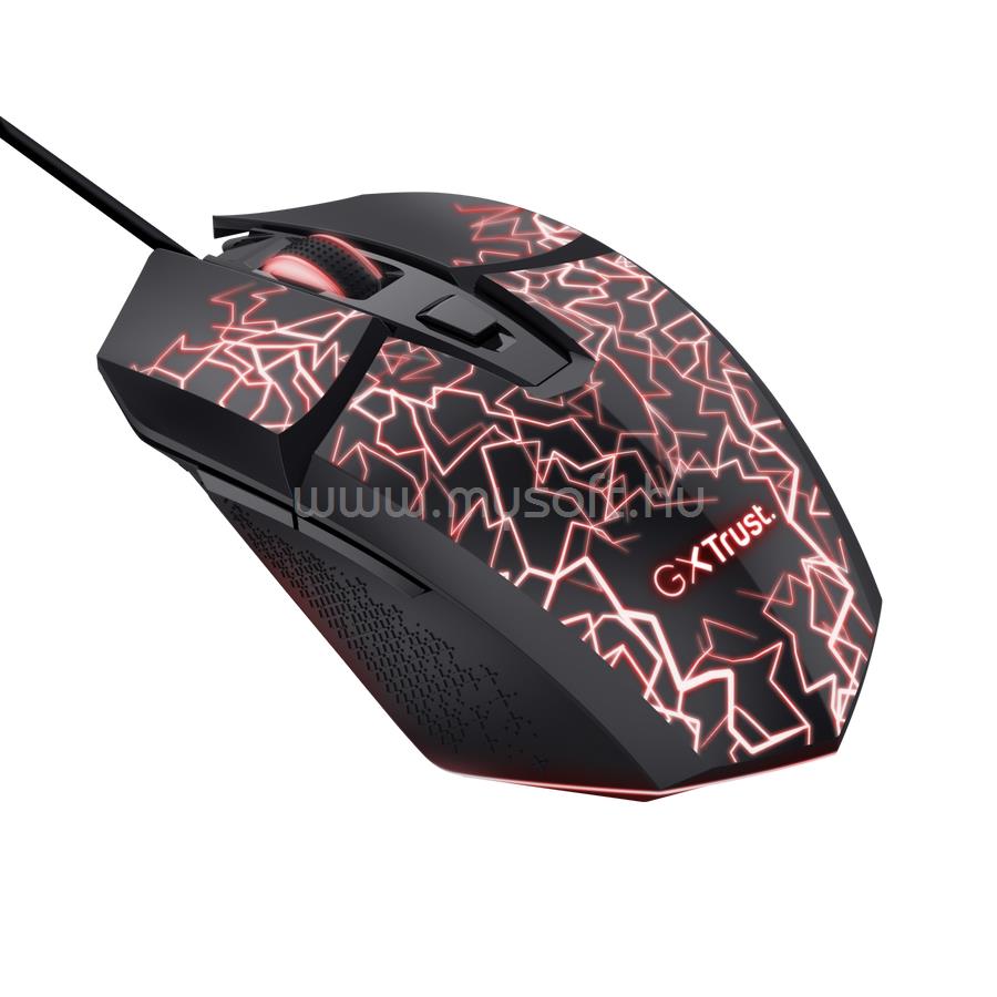 TRUST GXT113 Felox vezeték nélküli gamer egér (Optikai érzékelő; max 6400DPI; 6 gomb; LED; fekete)