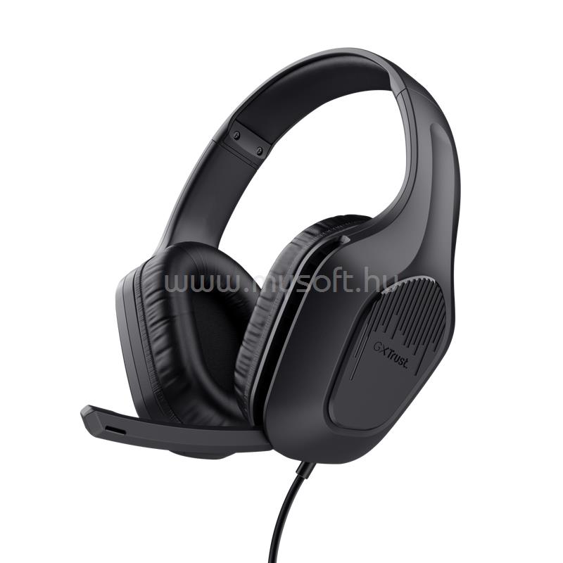TRUST GXT415 Zirox vezetékes gamer headset (multiplatform; nagy-párnás; hangerőszabályzó; 3.5mm jack; fekete)