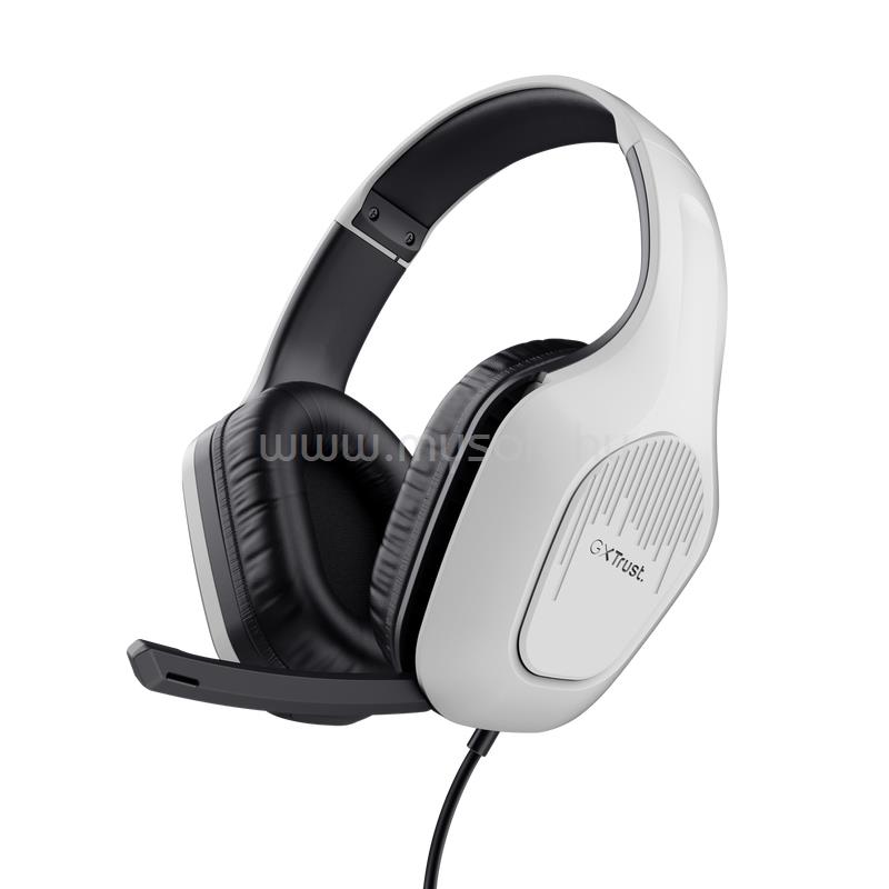 TRUST GXT415 Zirox vezetékes gamer headset (multiplatform; nagy-párnás; mikrofon; hangerőszabályzó; 3.5mm jack; fehér)