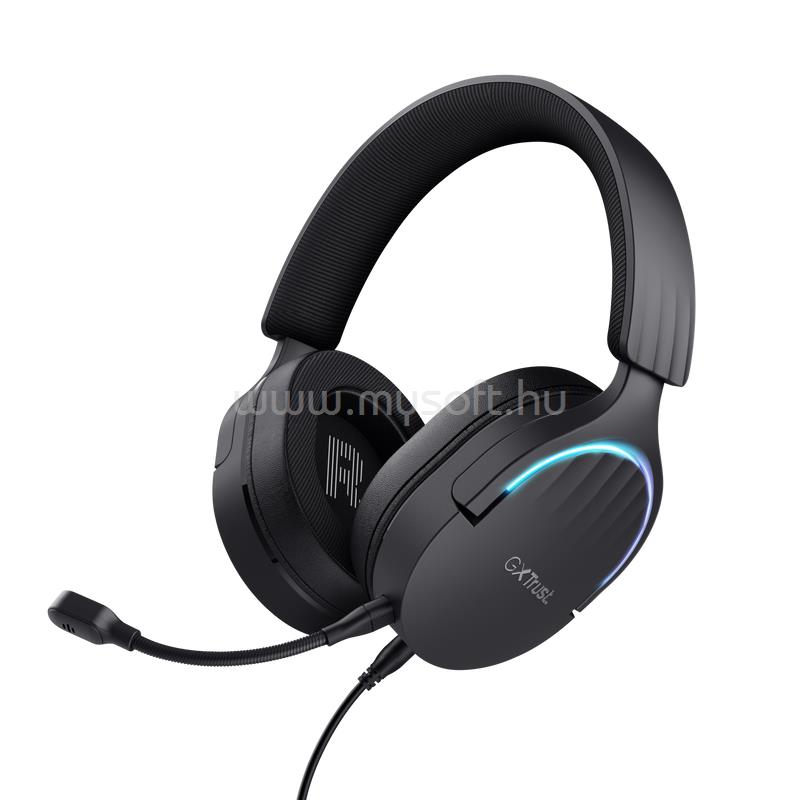 TRUST GXT490 Fayzo 7.1 vezetékes gamer headset (multiplatform; nagy-párnás; hangerőszabályzó; USB; fekete)