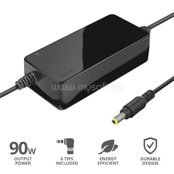 TRUST Primo 19V-90W hálózati notebook töltő (fekete)