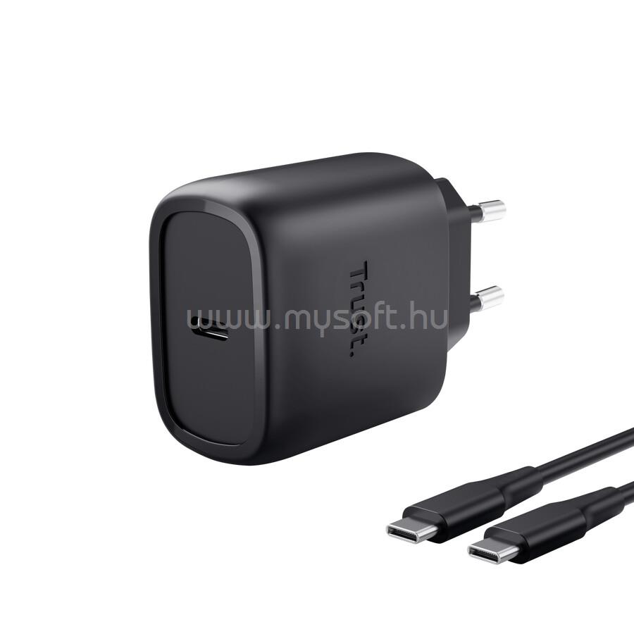 TRUST Telefon töltő - Maxo (45W; USB-C; + 2m kábel; fekete)