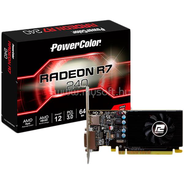 POWERCOLOR Videokártya AMD AXR7 240 2GBD5-HLEV2 2GB GDDR5