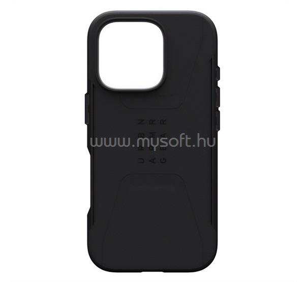 UAG iPhone 16 Pro CIVILIAN defender szilikon telefonvédő erős ütésállóság, MagSafe, FEKETE