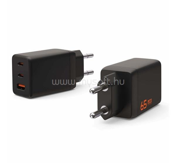 UAG UAG SRGE hálózati töltő USB+2 Type-C aljzat 65W, PD gyorstöltő, FEKETE