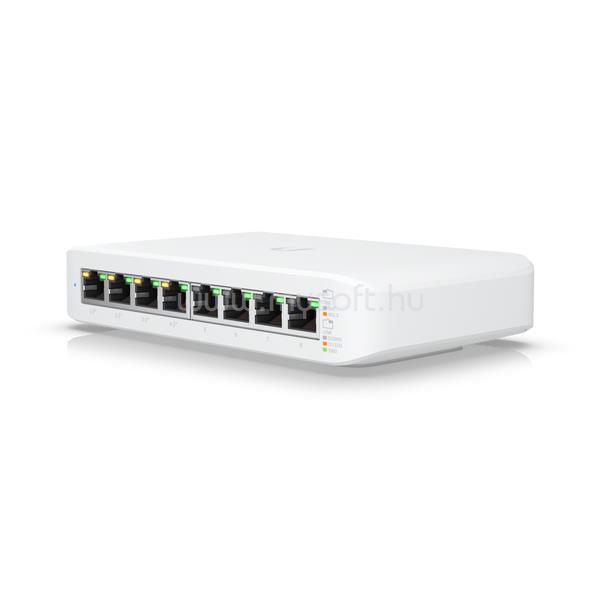 UBIQUITI USW-LITE-8-POE Switch 8x1000Mbps (4xPOE+), Menedzselhető, Falra rögzíthető, Asztali