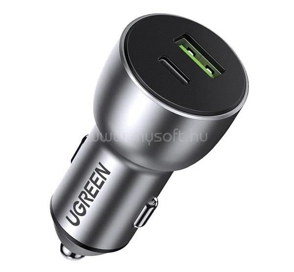 UGREEN UGREEN CD213 autós töltő USB+Type-C aljzat 36W, PD gyorstöltő 4.0, SÖTÉTSZÜRKE