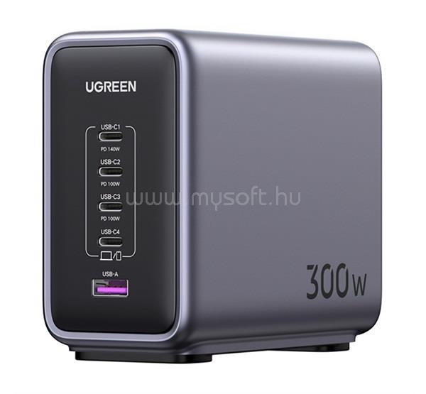 UGREEN UGREEN CD333 Nexode hálózati töltő állomás USB+4 Type-C aljzat 300W, PD gyorstöltő 3.0, SÖTÉTSZÜRKE