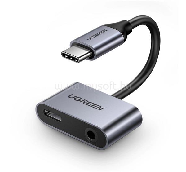 UGREEN UGREEN CM193 audió adapter és töltőkábel elosztó, 10cm, SÖTÉTSZÜRKE
