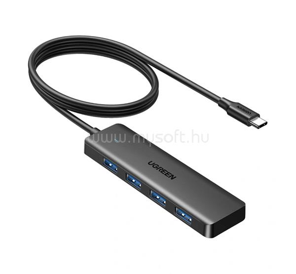 UGREEN UGREEN CM219 Type-C HUB 4in1 elosztó, 100cm, FEKETE