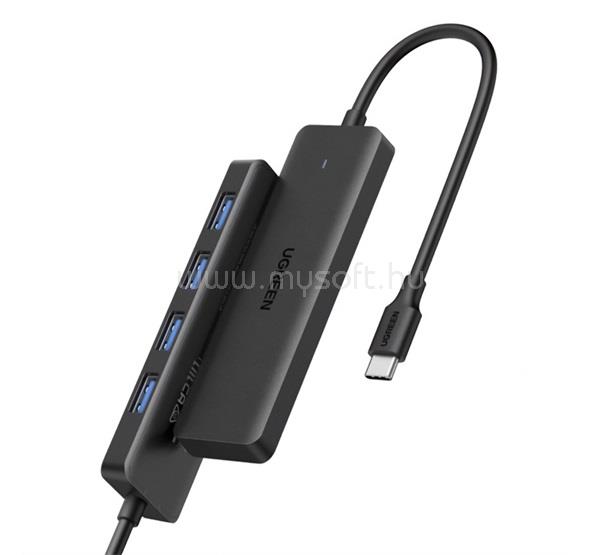 UGREEN UGREEN CM219 Type-C HUB 4in1 elosztó, 60cm, FEKETE