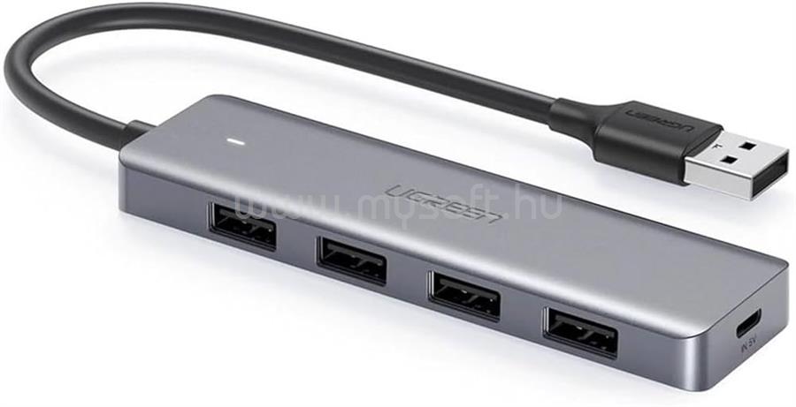 UGREEN CM219 USB HUB 4in1 elosztó, 15cm, FEKETE