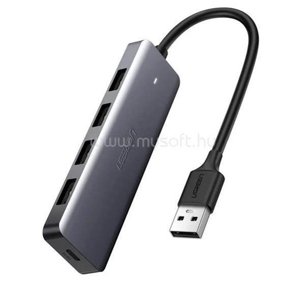 UGREEN UGREEN CM219 USB HUB 5in1 elosztó, 50cm, SÖTÉTSZÜRKE