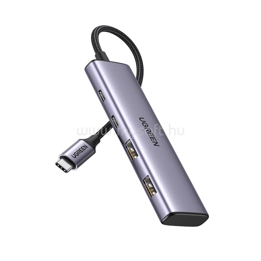 UGREEN CM471 Type-C HUB 7in1 elosztó, 20cm, SÖTÉTSZÜRKE