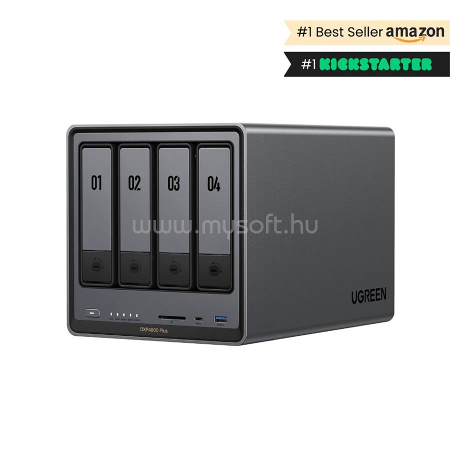 UGREEN NAS 4 fiókos DXP4800 Plus Intel X86 Pentium Gold 5 Cores, 8GB RAM, 1 x 2.5GbE, 1 x 10GbE, 1xUSB3.0, 2xUSB2.0, 1xUSB-C, 1xHDMI
