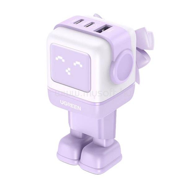 UGREEN NEXODE RG hálózati töltő USB+2 Type-C aljzat 65W, LED kijelző, LILA