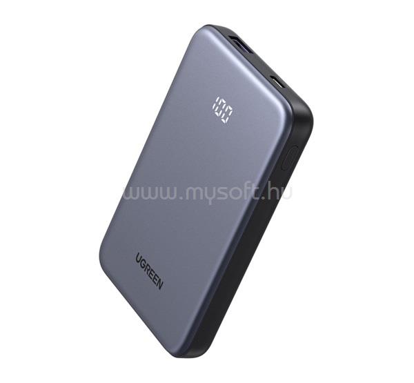 UGREEN UGREEN PB507 vésztöltő USB+Type-C aljzat 10000mAh, LED kijelző, SÖTÉTSZÜRKE