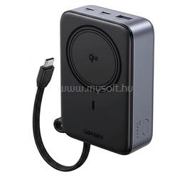 UGREEN PB567 vésztöltő Type-C aljzat 20000mAh, Qi2 + fix Type-C kábel, FEKETE UGREEN_55450B small
