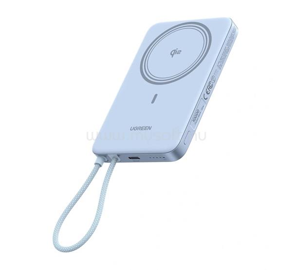 UGREEN PB570 vésztöltő Type-C aljzat 10000mAh, mágneses + fix Type-C kábel, VILÁGOSKÉK