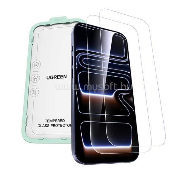 UGREEN iPhone 18 Pro Max / 17 Pro Max UGREEN SP1143 képernyővédő üveg 2db 2.5D, 9H + segédkeret, ÁTLÁTSZÓ