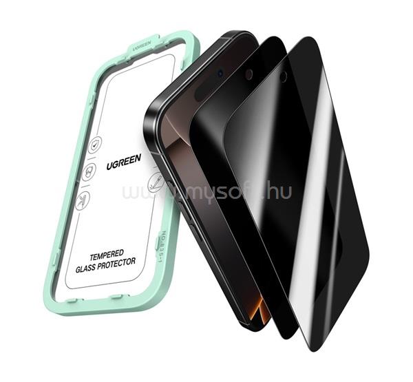 UGREEN iPhone Air UGREEN SP1154 képernyővédő üveg 2db betekintés ellen, 9H + segédkeret, ÁTLÁTSZÓ